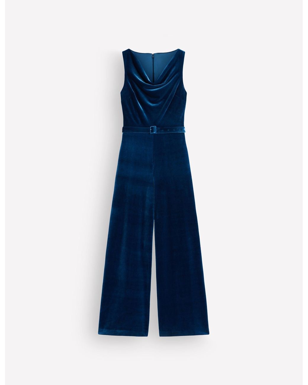 Boden Blue Cowl Neck Velvet Jumpsuit