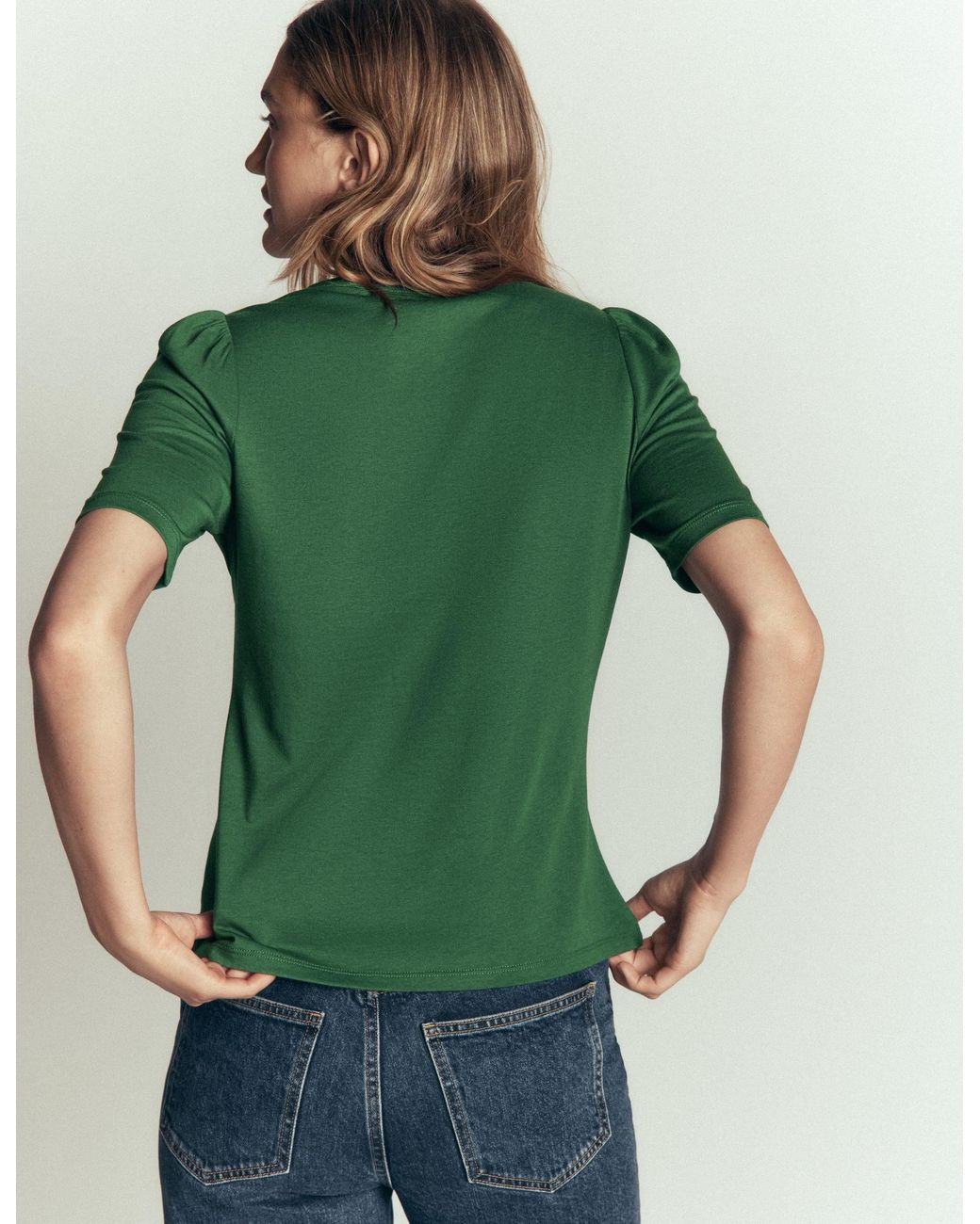 Boden Green Supersoft Short Puff Shirt