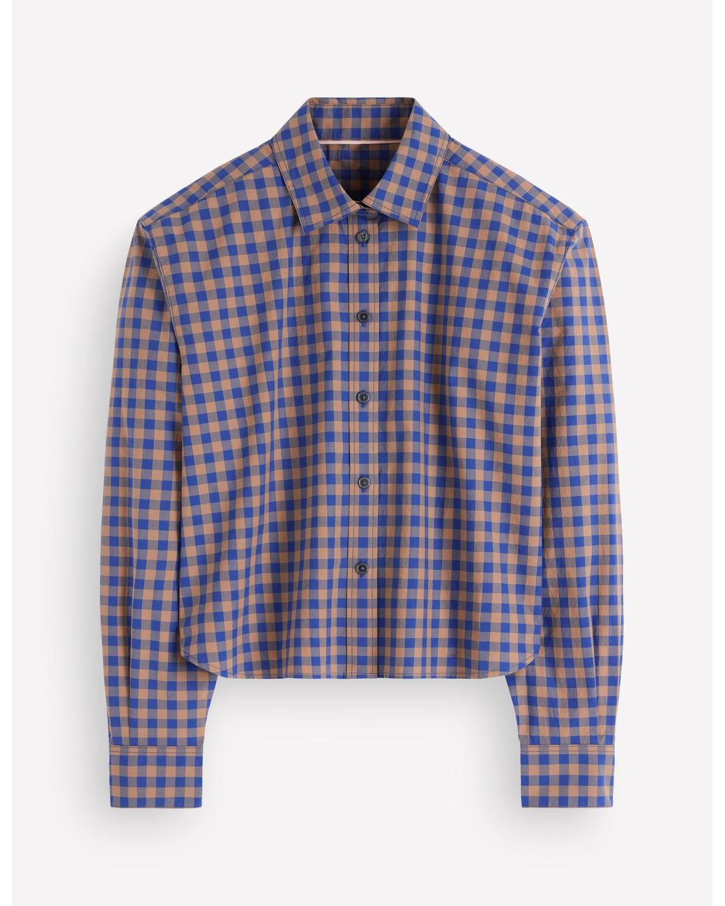 Boden Blue Sienna Cropped Cotton Shirt