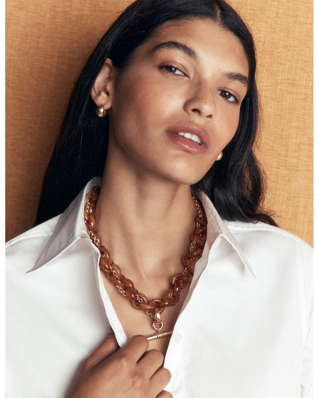 Boden White Resin T Bar Chain Necklace