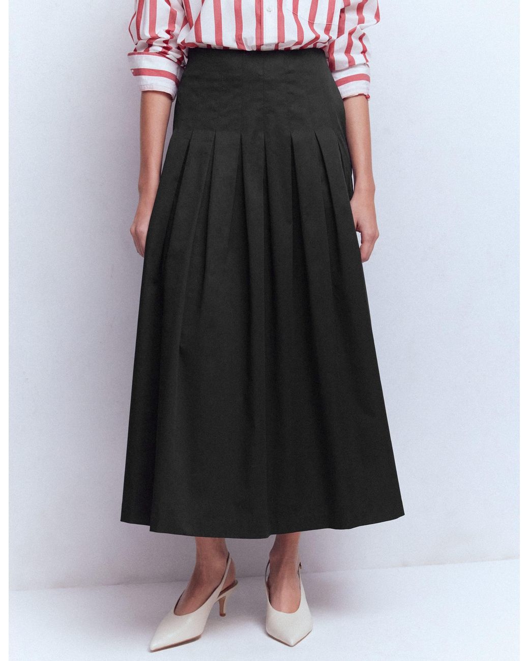 Boden White Valentina Cotton Sateen Skirt