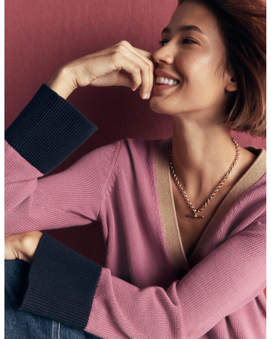 Boden Pink Lucy Relaxed Cotton Cardigan