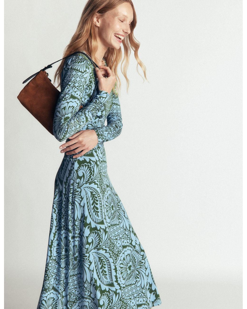 Boden Blue Mya Ruched Jersey Midi Dress