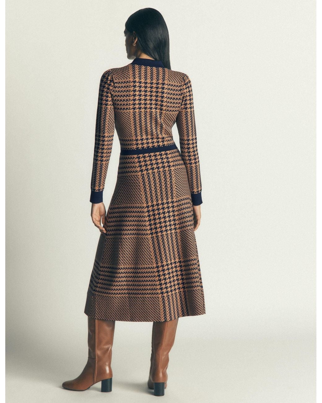 Boden Brown Fiona Zip Front Knitted Dress