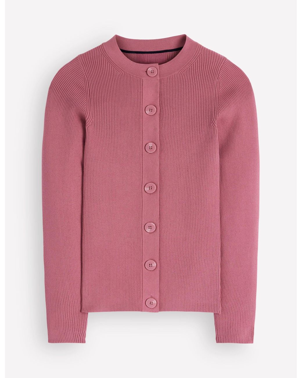 Boden Pink Rhianne Cotton Rib Cardigan