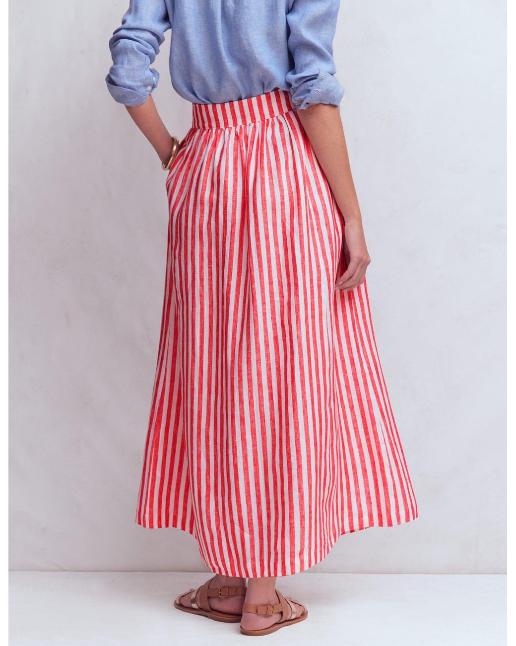 Boden Red Emma Linen Maxi Skirt