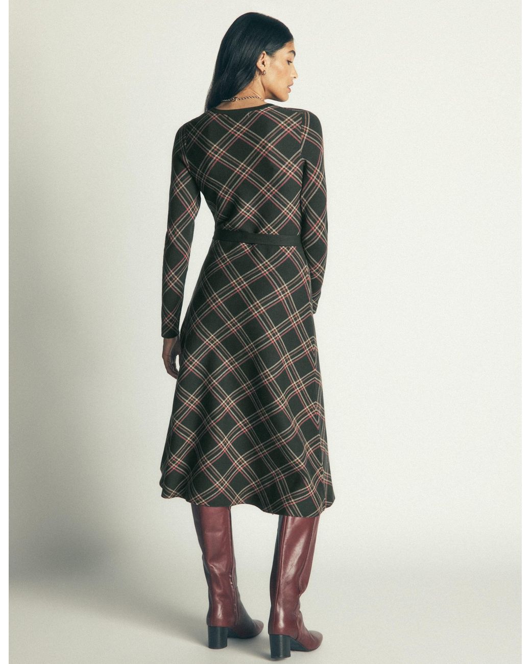 Boden Black Crew Midi Jacquard Dress