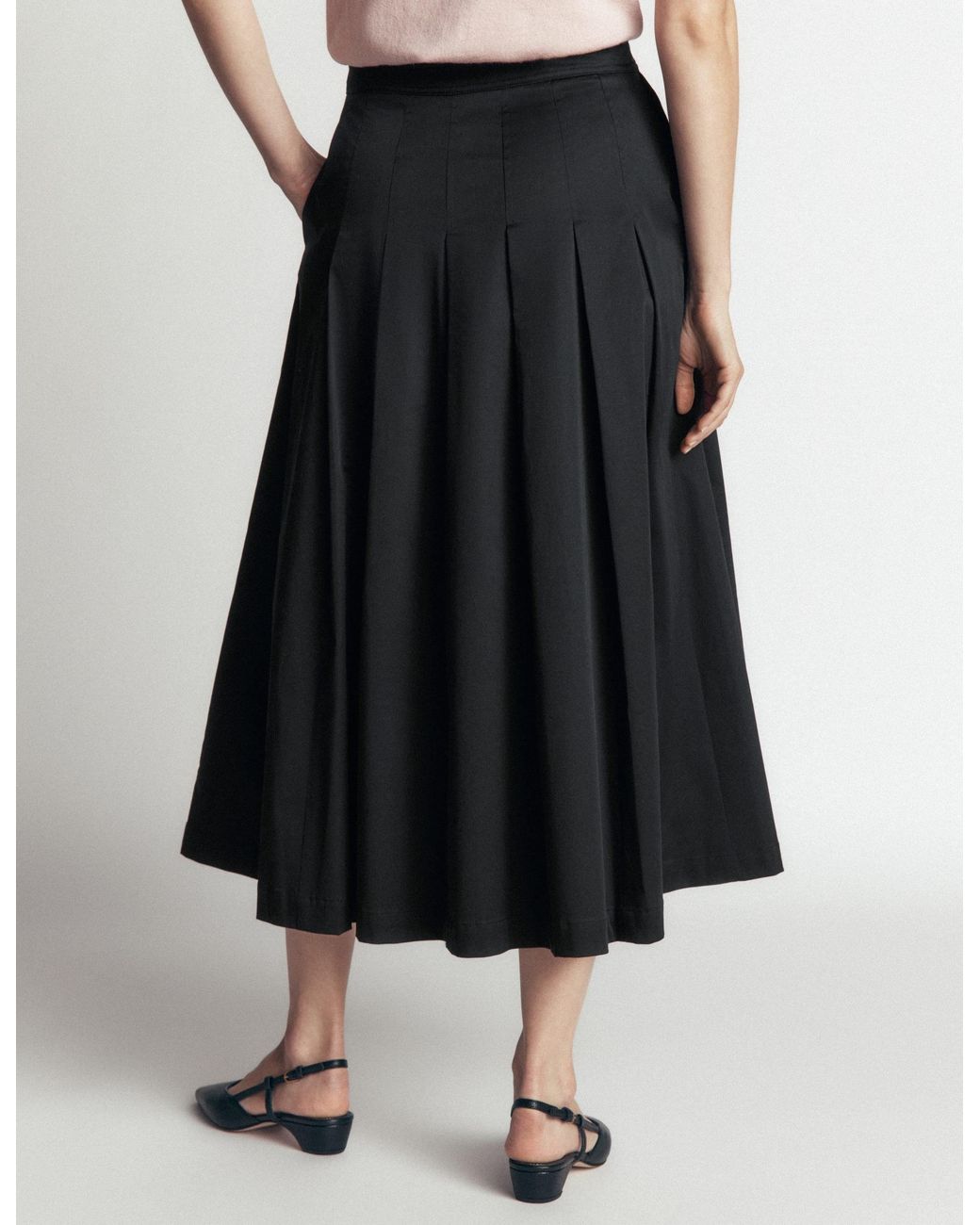 Boden White Aya Cotton Sateen Midi Skirt