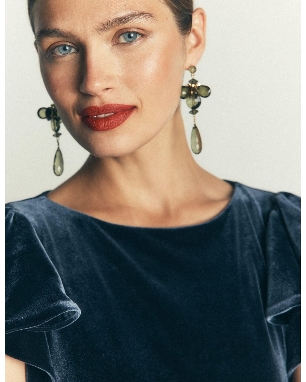 Boden Green Coloured Glass Earrings