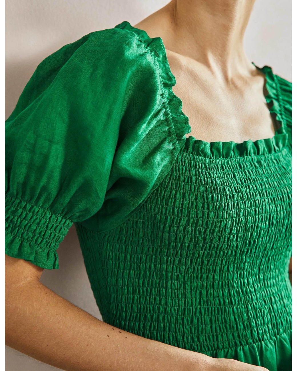 Boden Smocked Bodice Midi Dress Green | Lyst