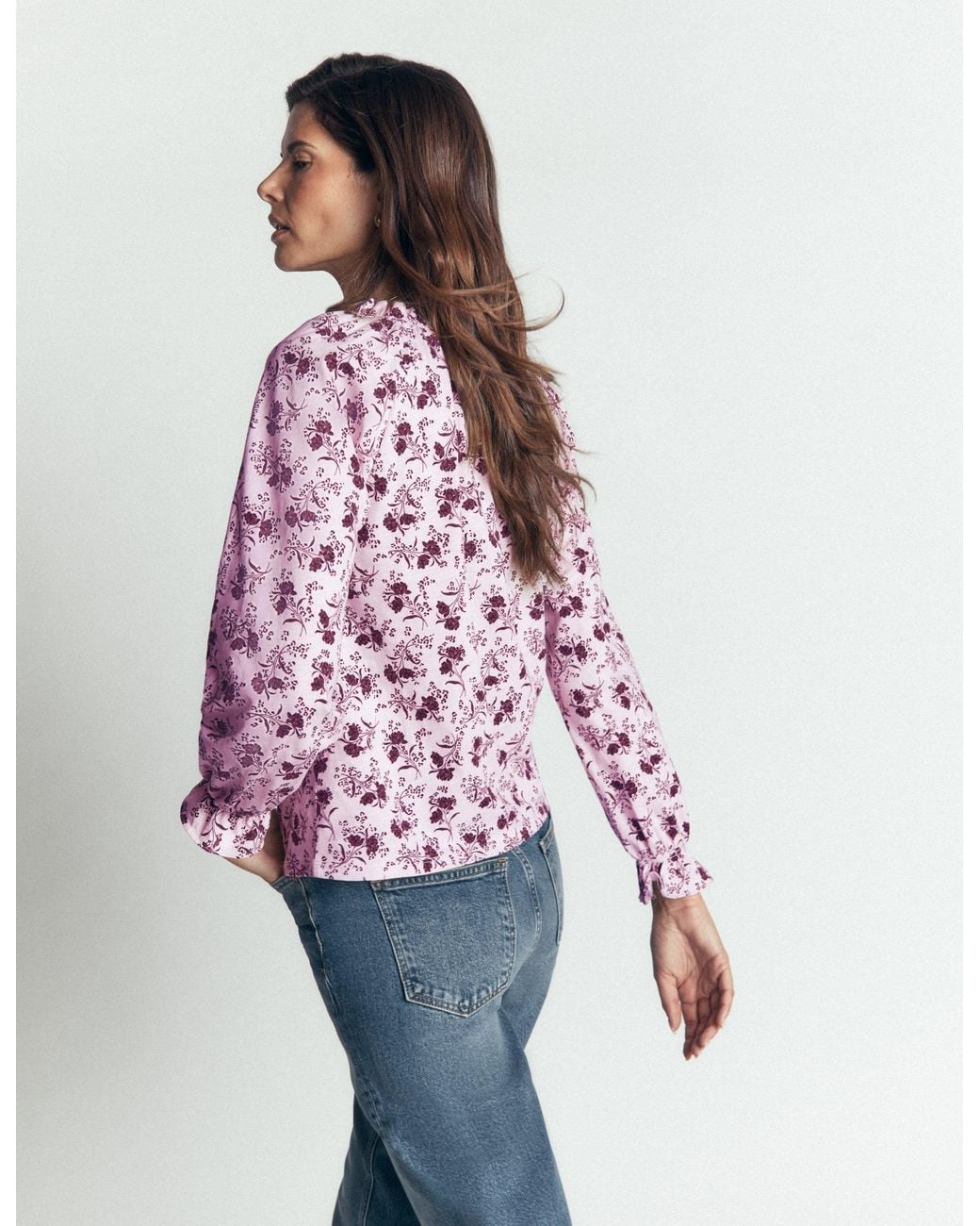 Boden Pink Pia Ruffle Detail Top