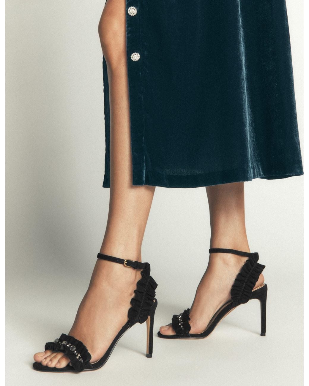 Boden Black Pleat Detail Heeled Sandals