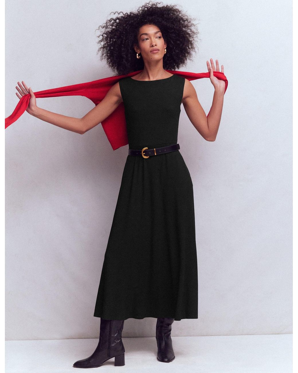 Boden Tamsin Jersey Midi Dress in Black | Lyst