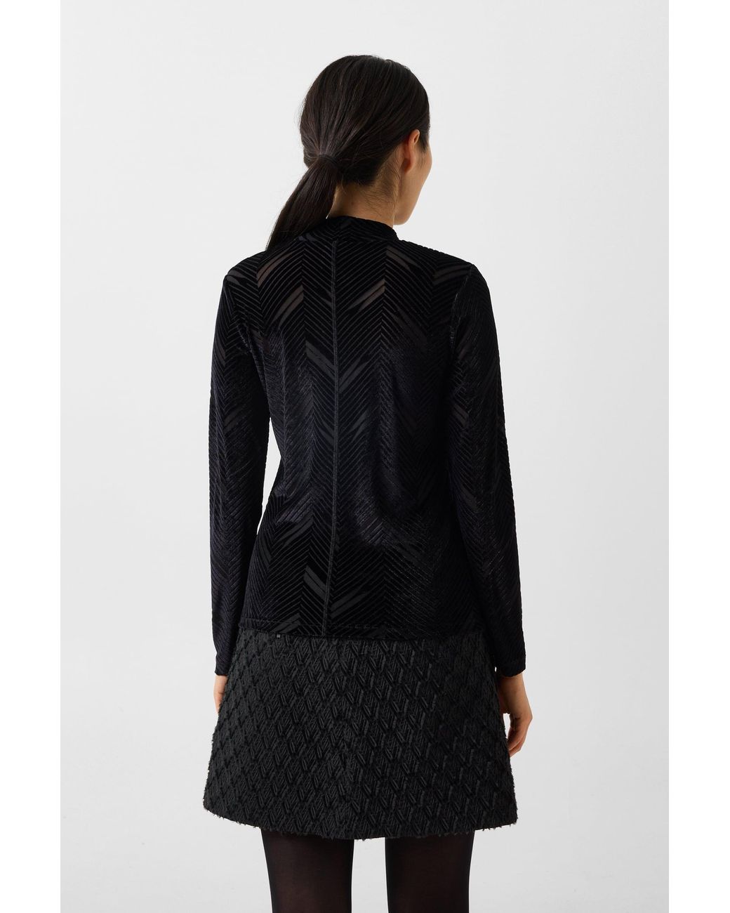 Bogner Black Cherie Velvet Long-Sleeved Top For