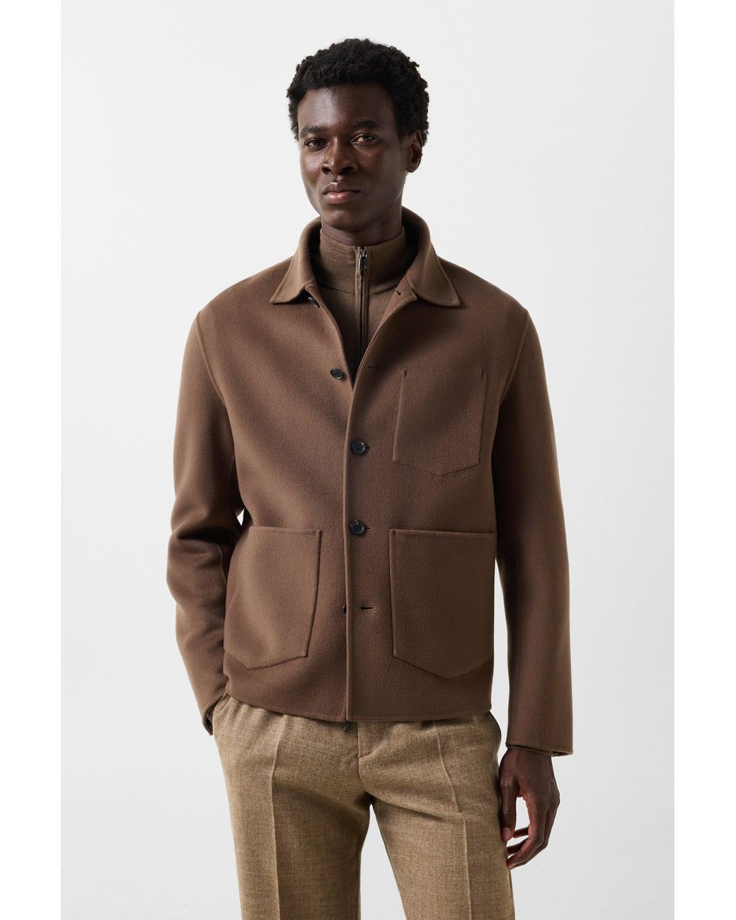 Bogner Brown Mirco Double-faced Wool Shirt Jacket for men