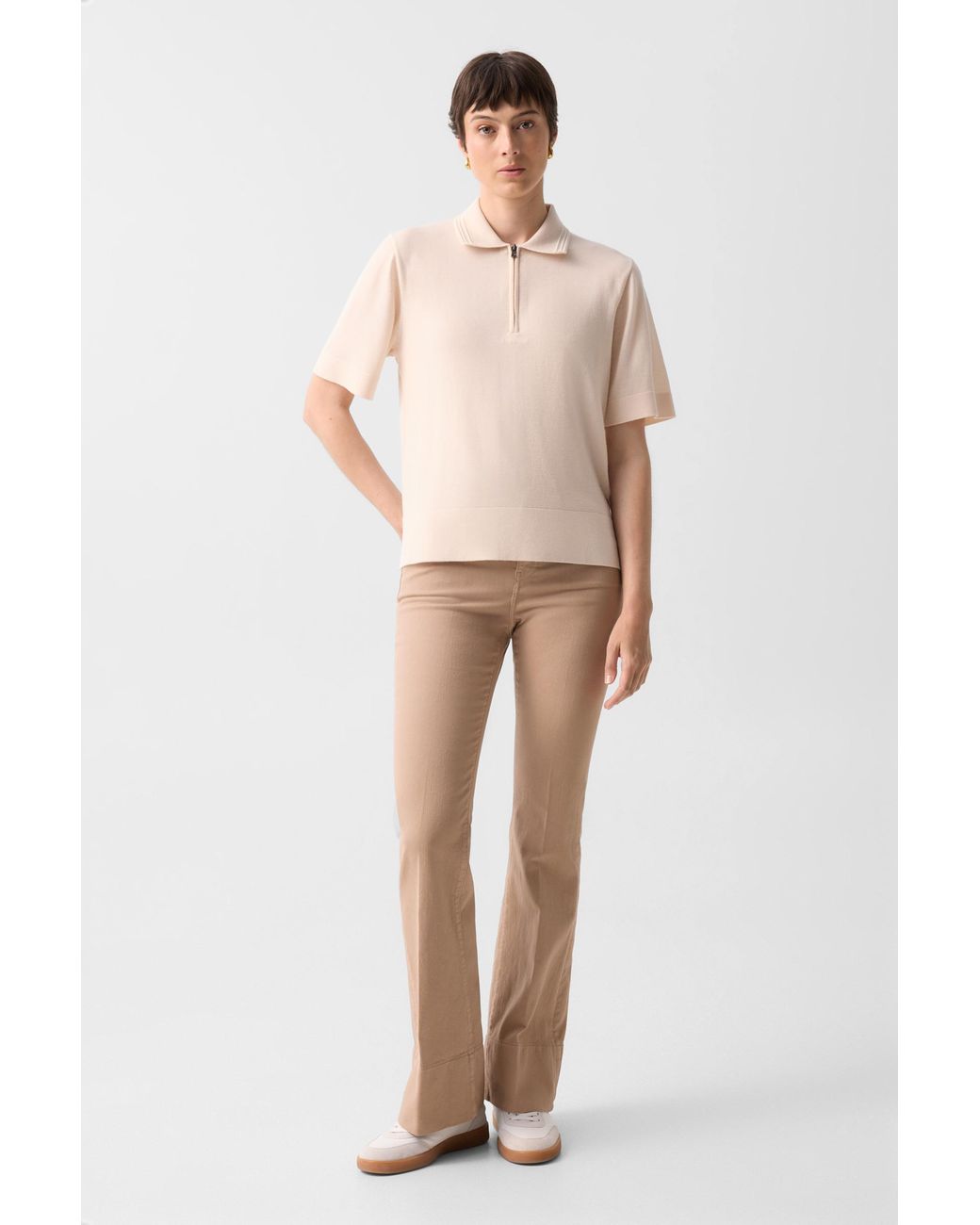 Bogner Natural Maureen Virgin Wool Polo Shirt For