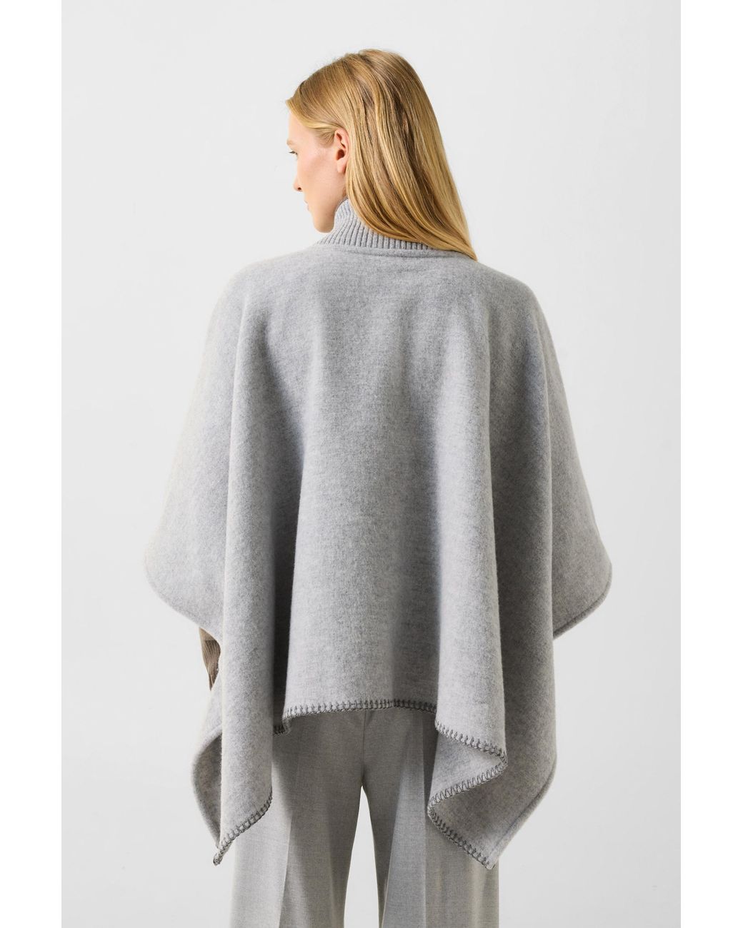 Bogner Gray Nellie Wool Mix Poncho