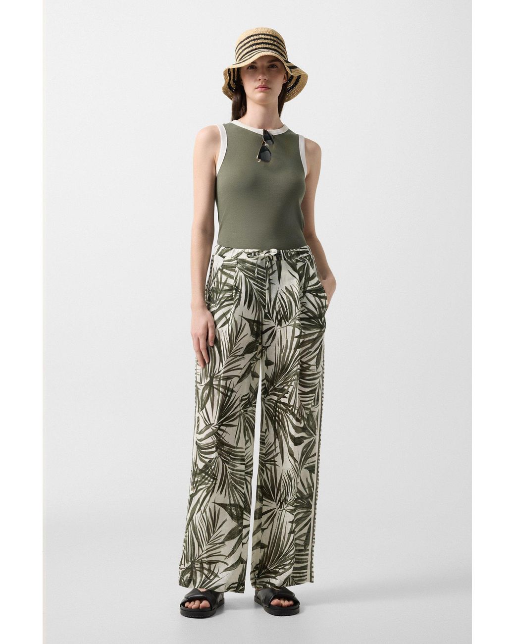 Bogner Green Linen Trousers Gina