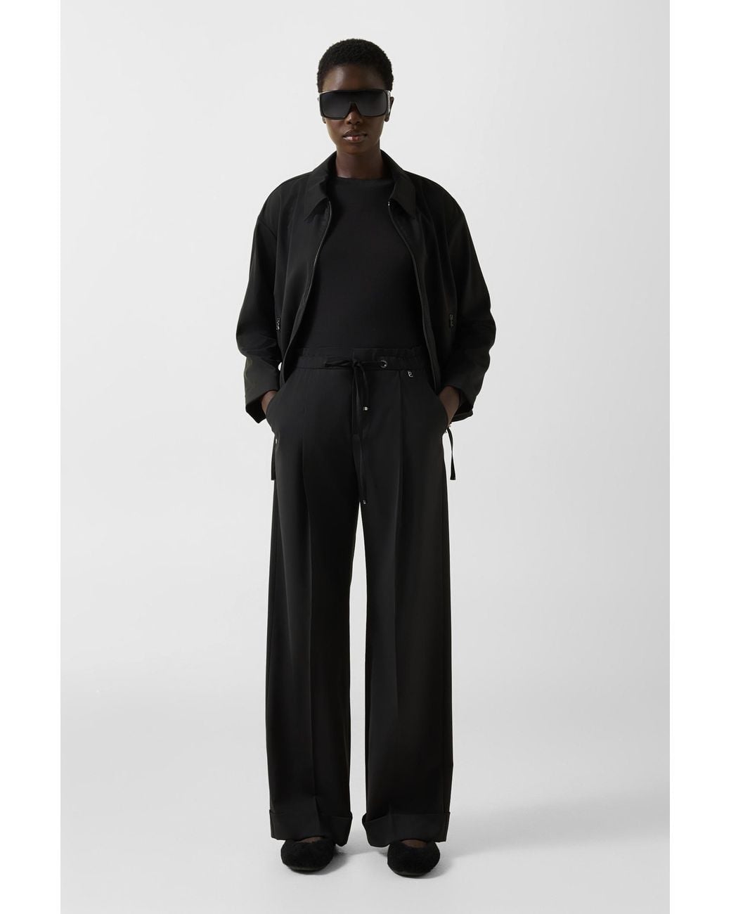Bogner Black Elfy Virgin Wool Pleated Pants
