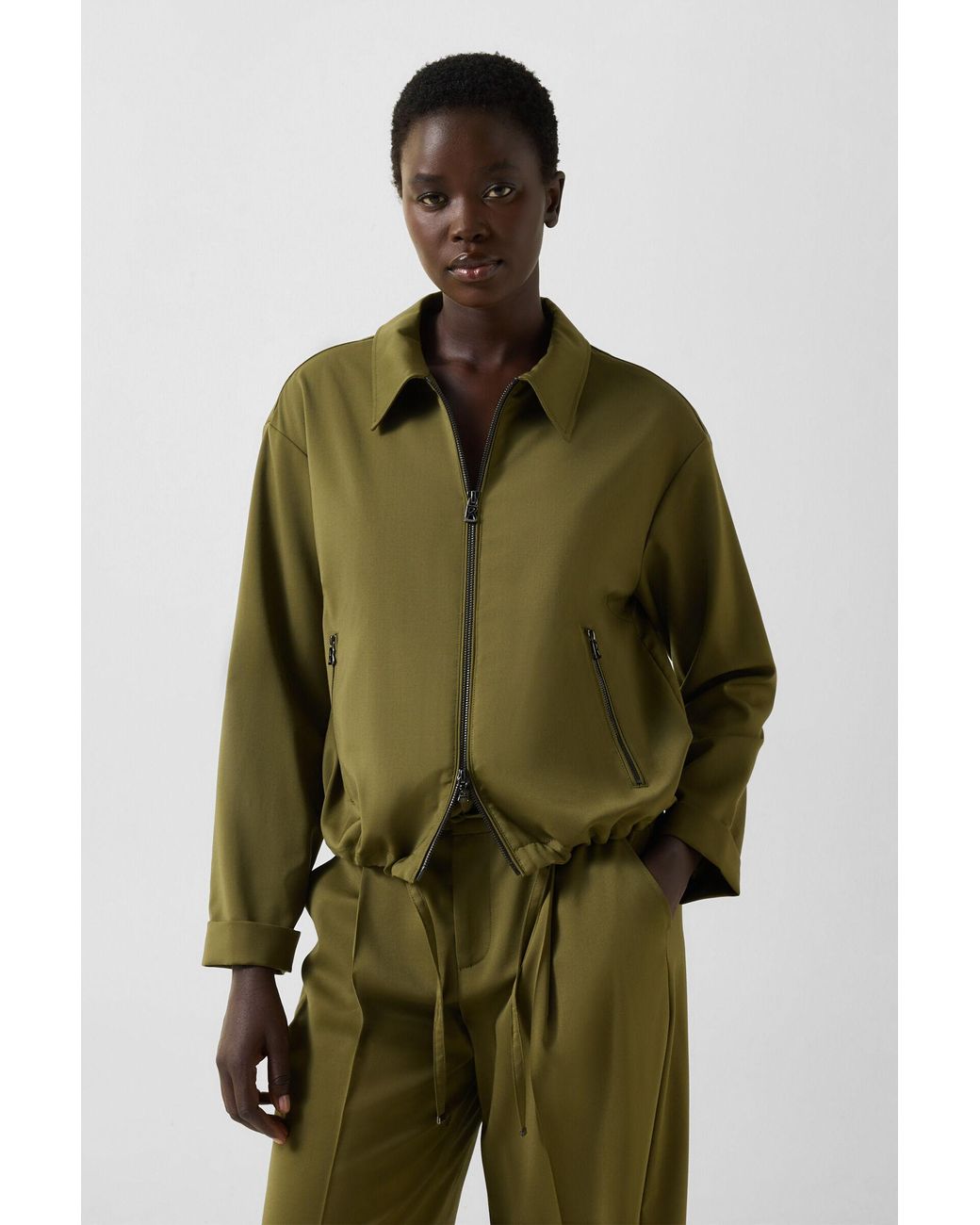 Bogner Green Elody Virgin Wool Blouse