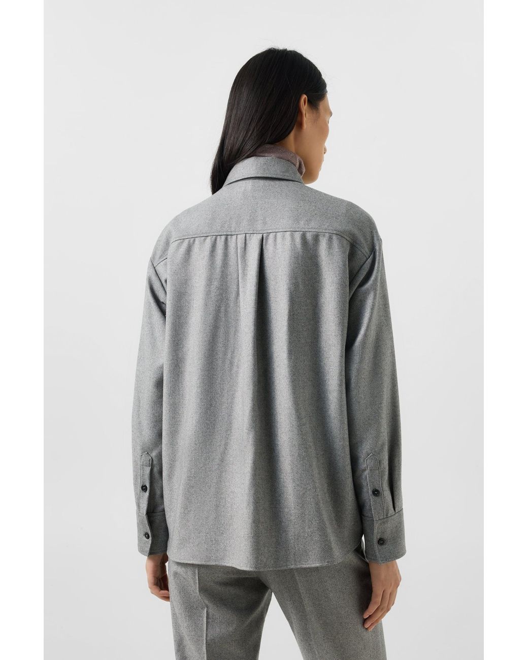 Bogner Gray Robyn Virgin Wool Shirt Blouse