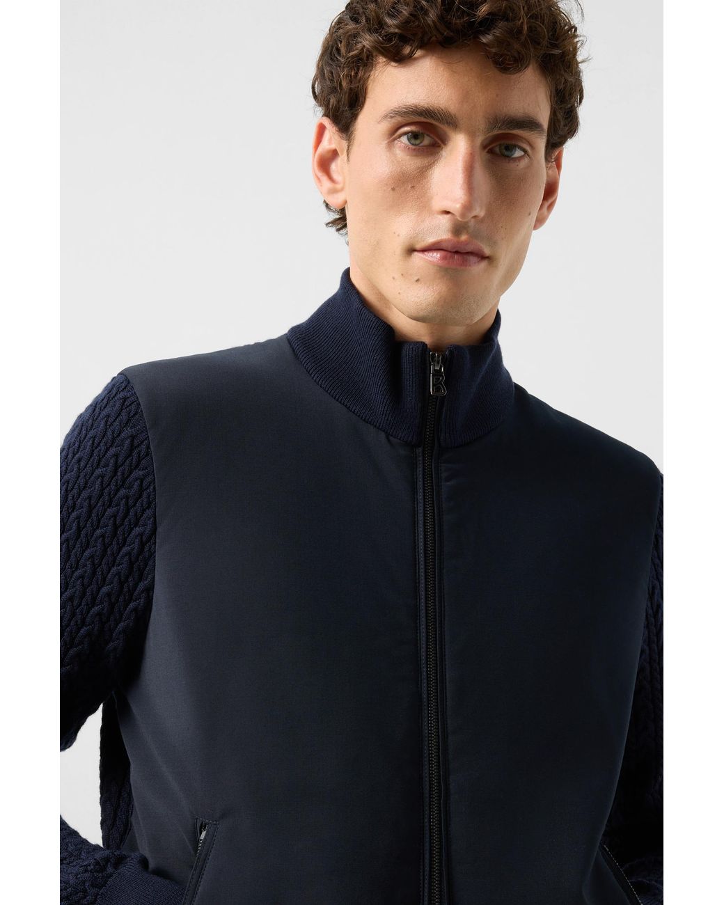 Bogner Blue Zisco Hybrid Wool Knit Jacket For for men