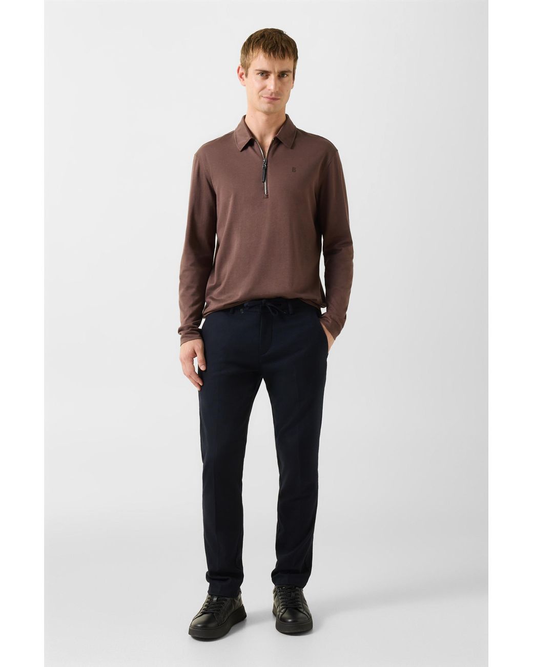 Bogner Brown Bailey Polo Long-sleeved Top for men