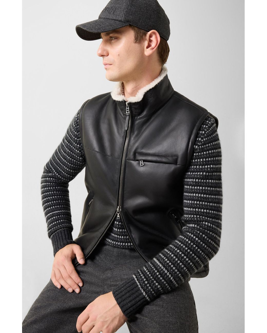 Bogner Black Rosso Lambskin Vest for men