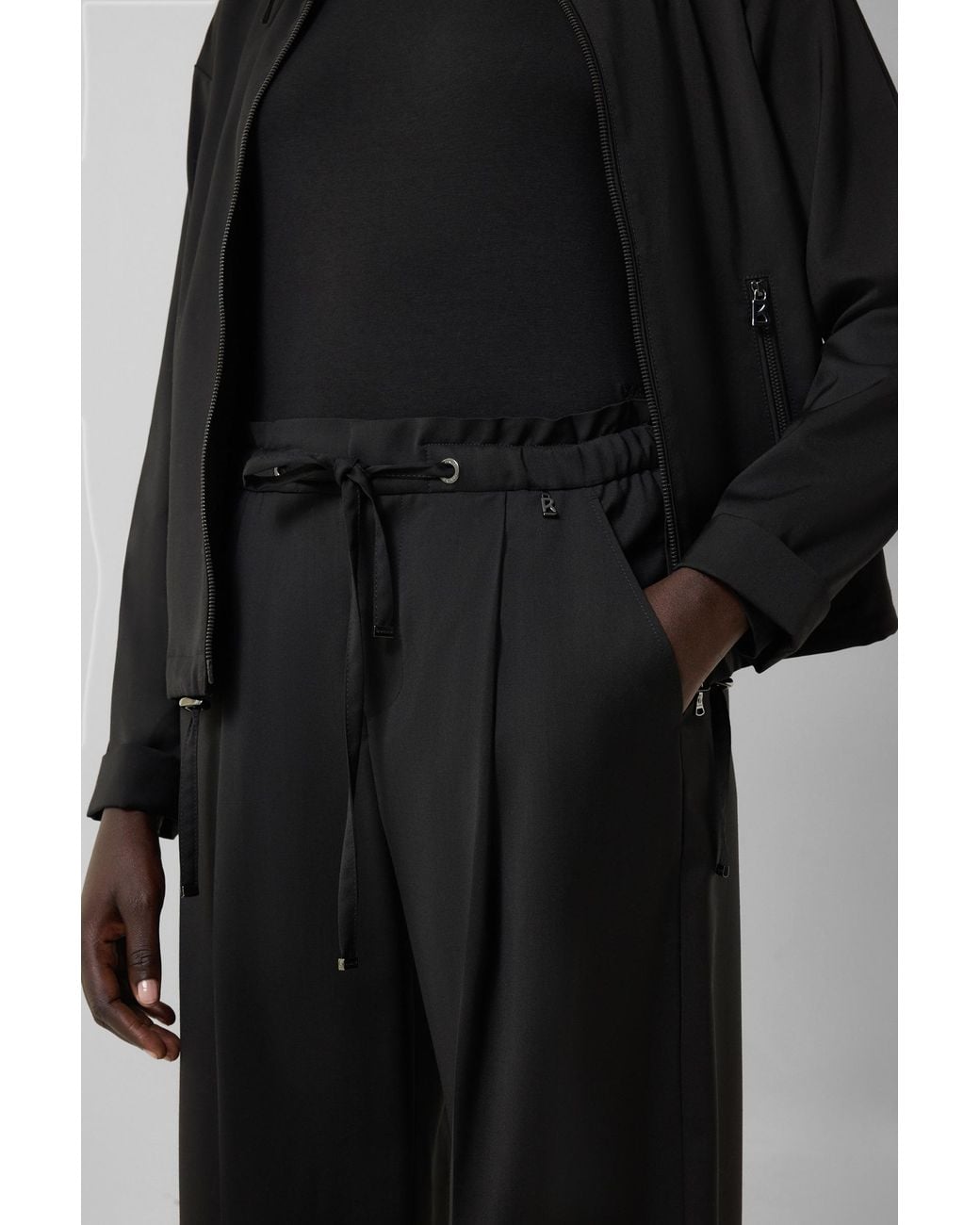 Bogner Black Elfy Virgin Wool Pleated Pants