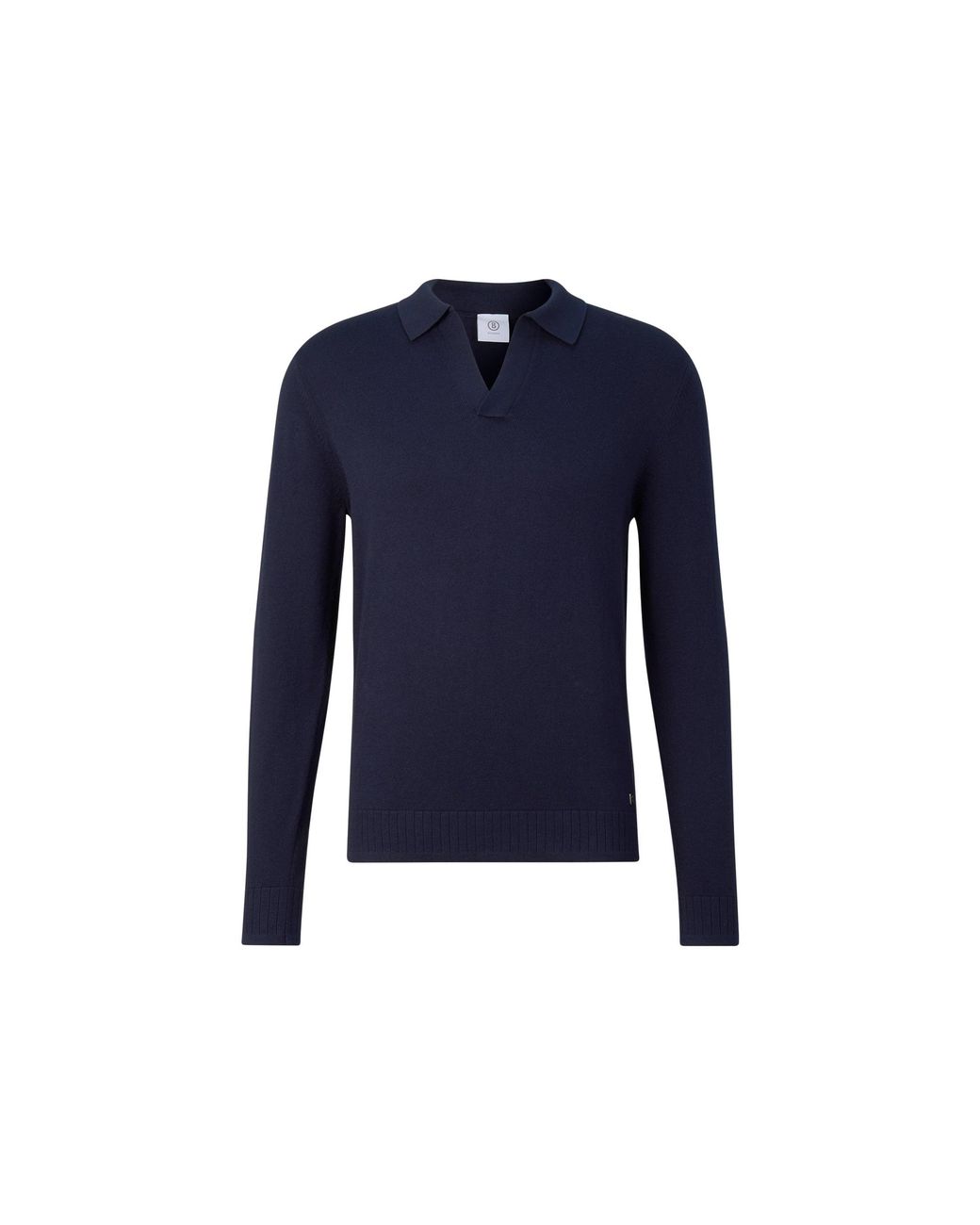 Bogner Blue Garry Knitted Polo Long-sleeved Top for men