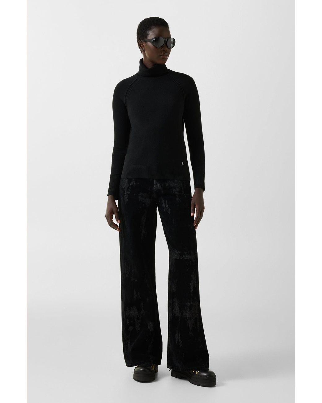 Bogner Black Vaiana Pure New Wool Cashmere Sweater