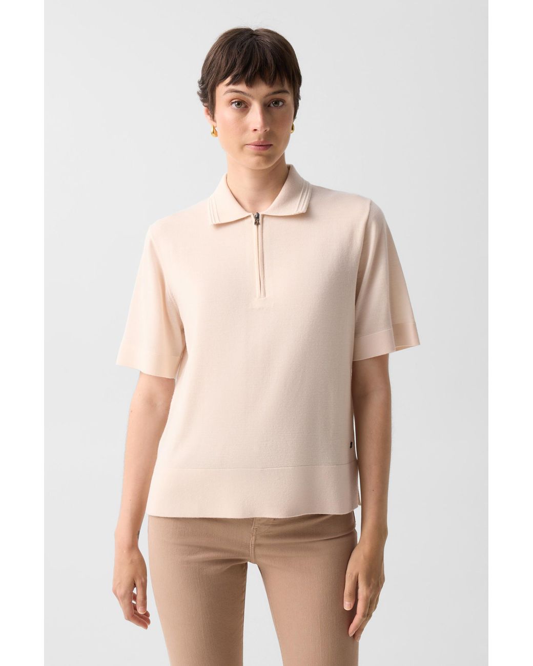 Bogner Natural Maureen Virgin Wool Polo Shirt For