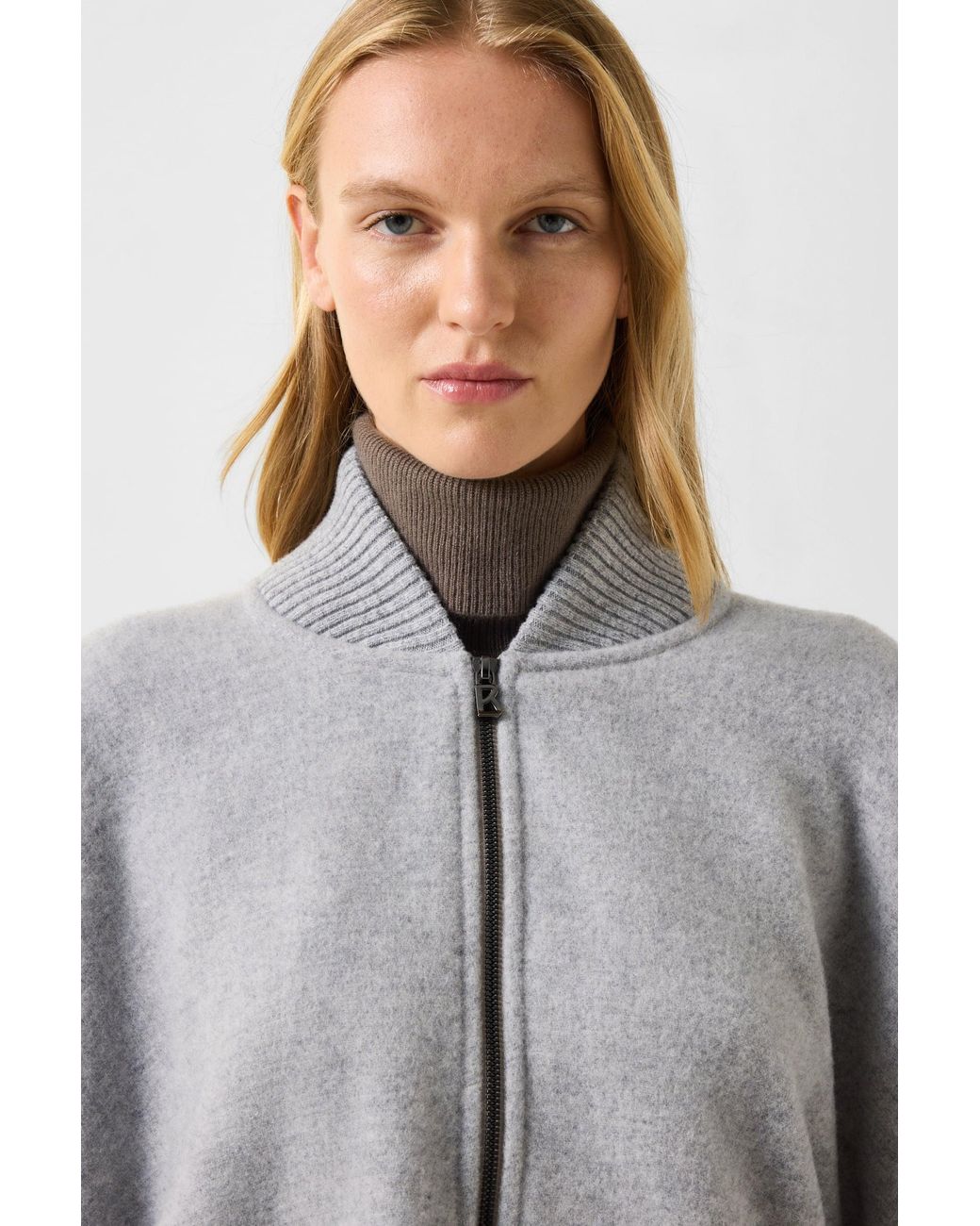 Bogner Gray Nellie Wool Mix Poncho