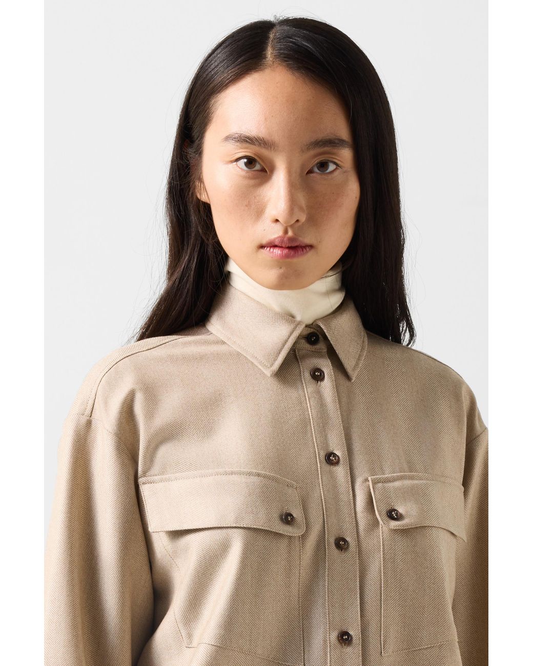 Bogner Natural Robyn Virgin Wool Shirt Blouse