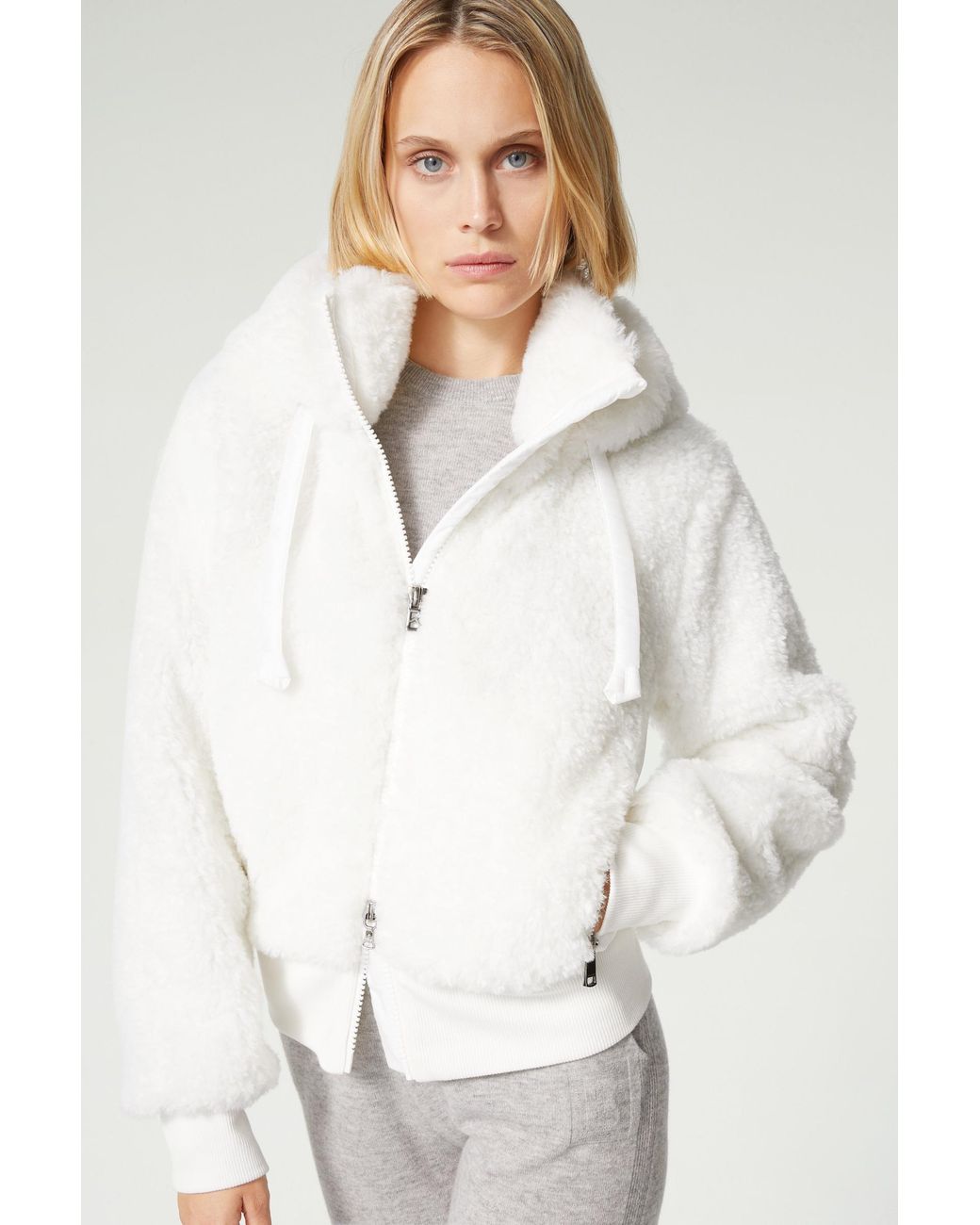 White teddy shop fur jacket