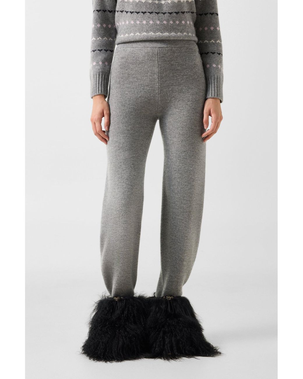 Bogner Gray Luana Virgin Wool Knitted Trousers For