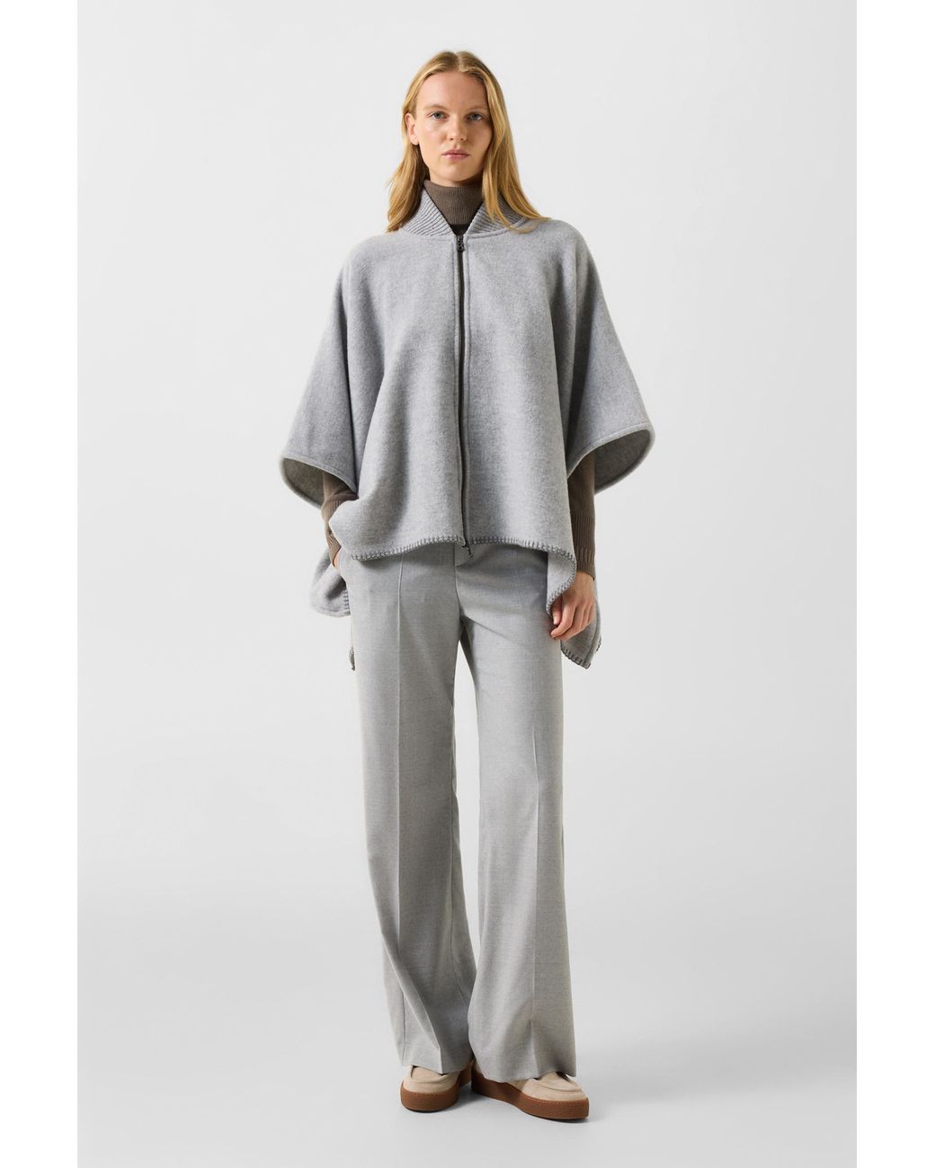 Bogner Gray Nellie Wool Mix Poncho