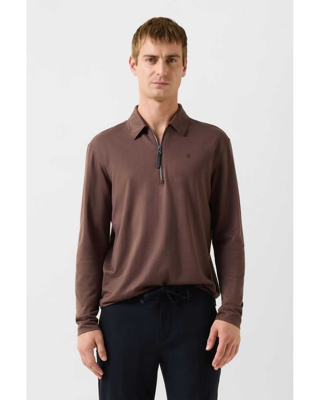 Bogner Brown Bailey Polo Long-sleeved Top for men
