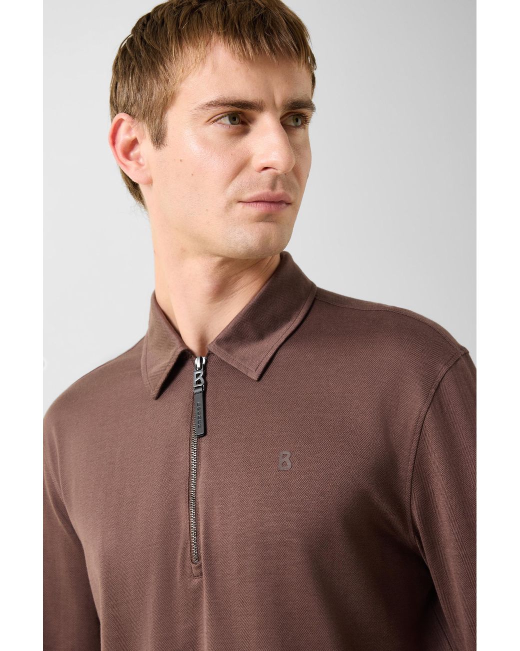 Bogner Brown Bailey Polo Long-sleeved Top for men