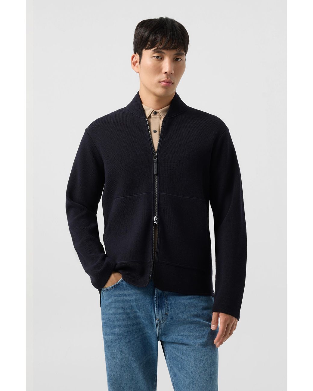 Bogner Blue Everest Virgin Wool Cardigan for men