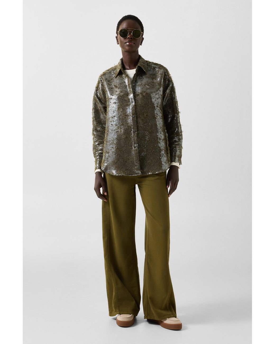 Bogner Green Florence Sequinned Shirt Blouse