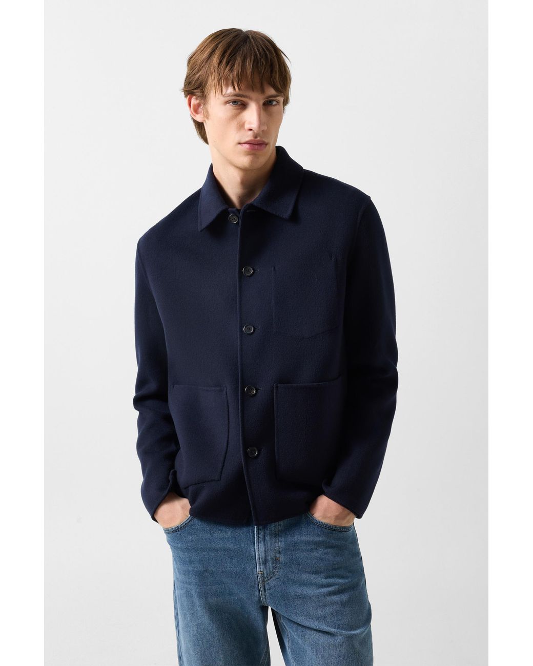 Bogner Blue Mirco Double-Faced Woollen Shirt Jacket For for men