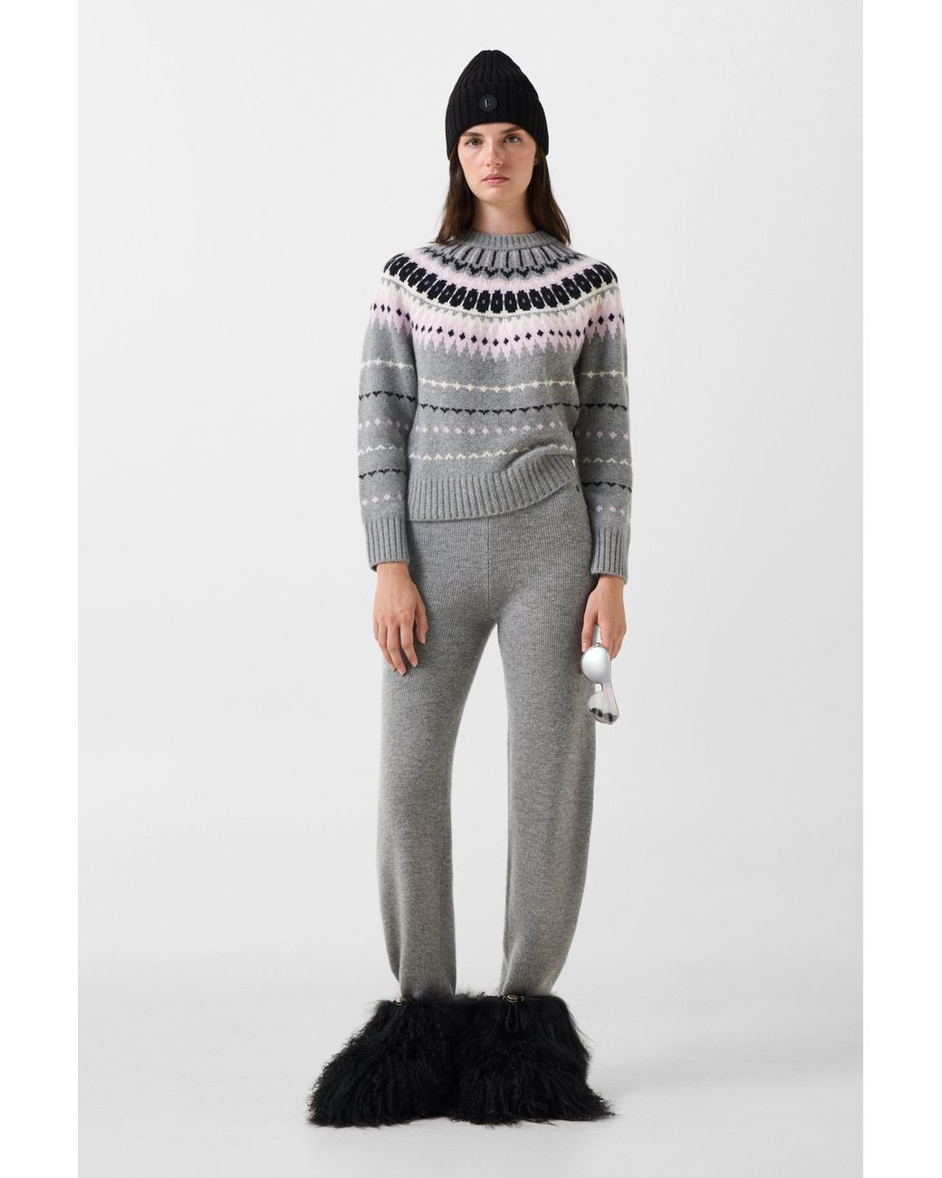 Bogner Gray Luana Virgin Wool Knitted Trousers For