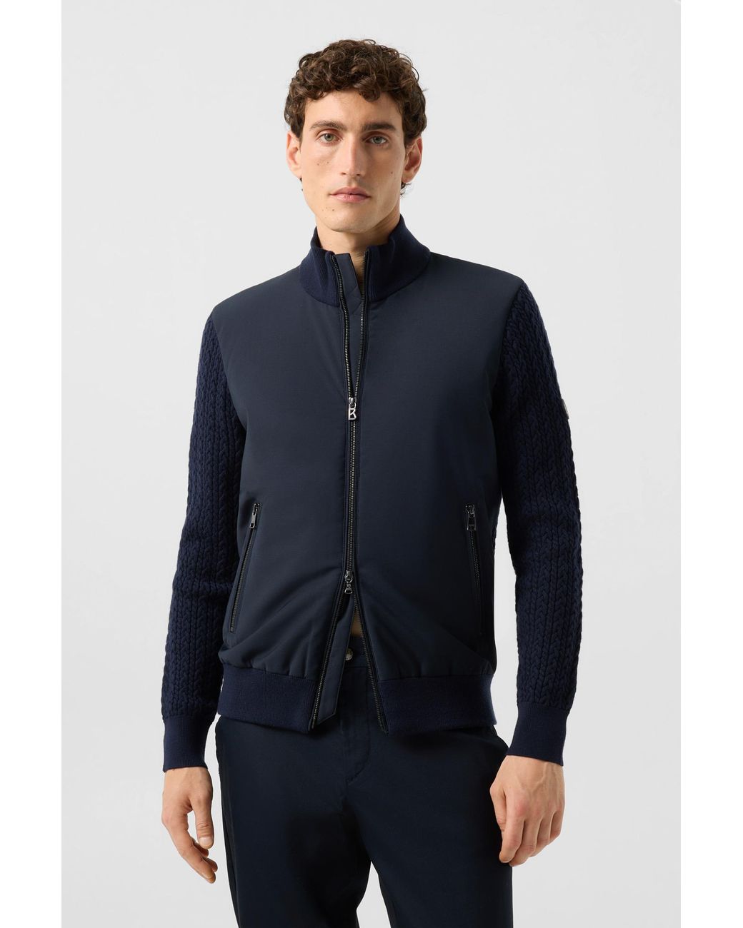 Bogner Blue Zisco Hybrid Wool Knit Jacket For for men