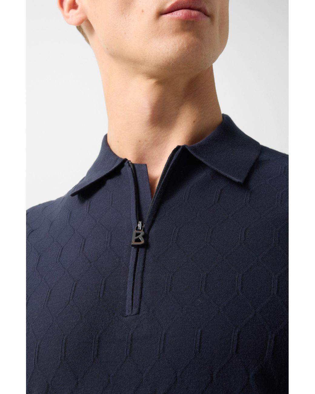 Bogner Blue Maxim Knitted Polo Shirt for men