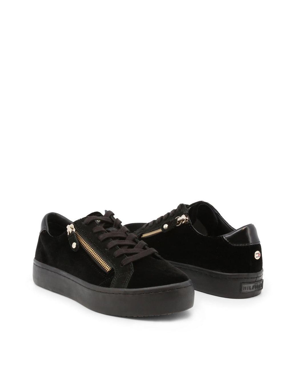 Tommy Hilfiger Zipped Velvet Trainers in Black | Lyst