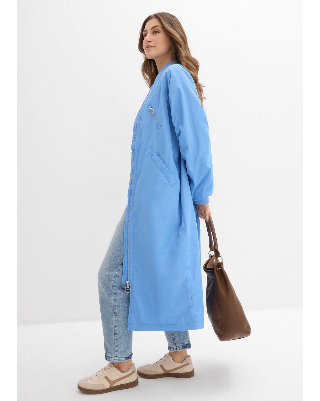 bonprix Blue Blouson-Mantel Mit Strickkragen