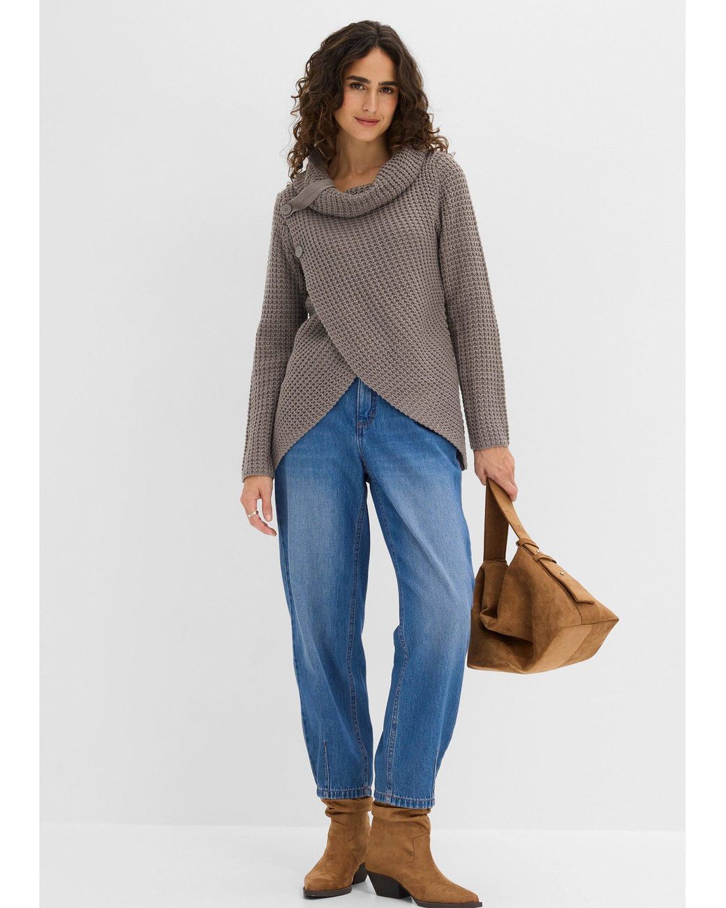 bonprix Gray Grobstrick-Pullover