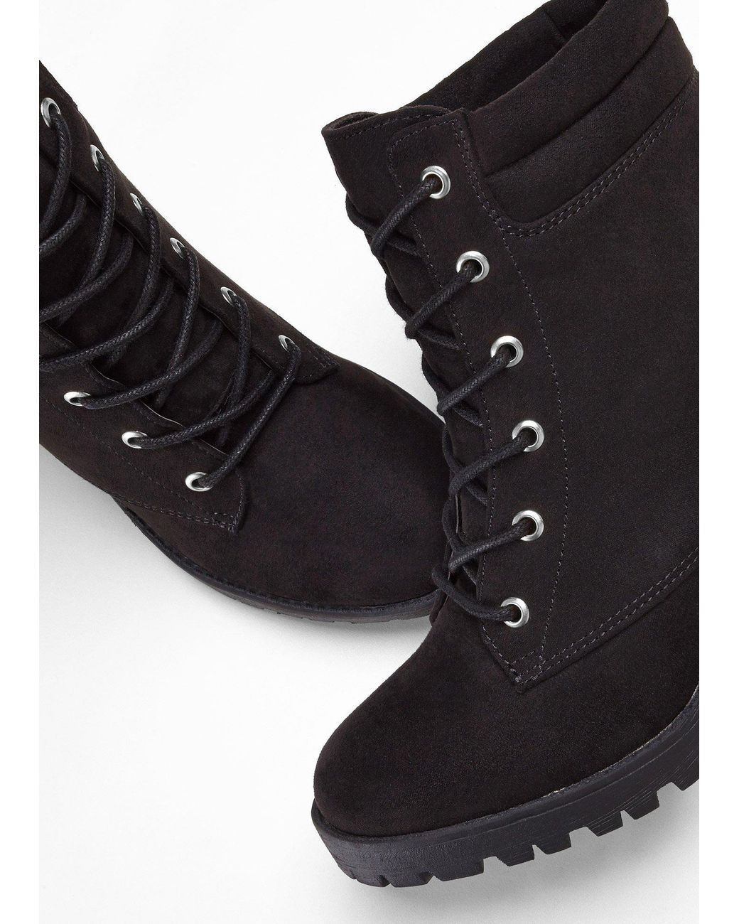 bonprix Black Schnürboots Mit Blockabsatz