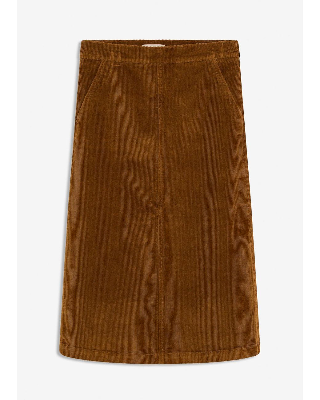bonprix Corduroy Midi Rok Van Een Katoenmix in het Brown